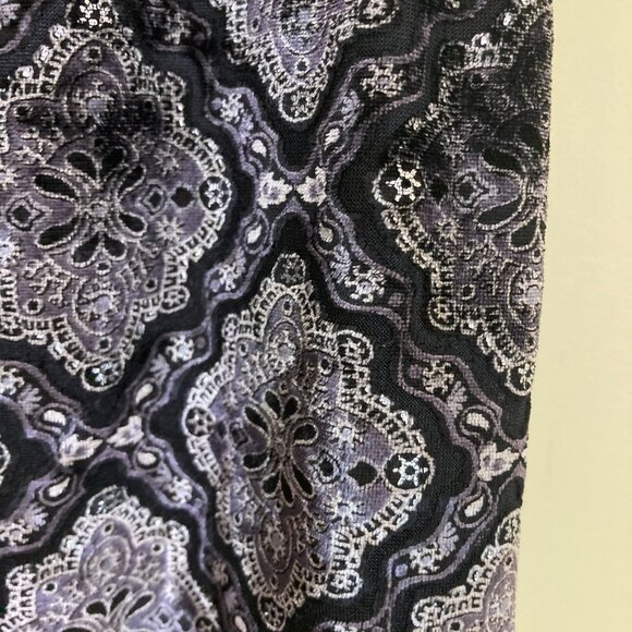 Apt. 9 Velvet Tank Top Large Y2K Black Silver Brocade Bow Babydoll Elegant - Picture 7 of 10